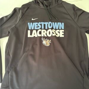 Nike Black Hoodie with Blue and White Print